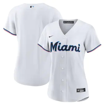 womens nike white miami marlins home blank replica jersey